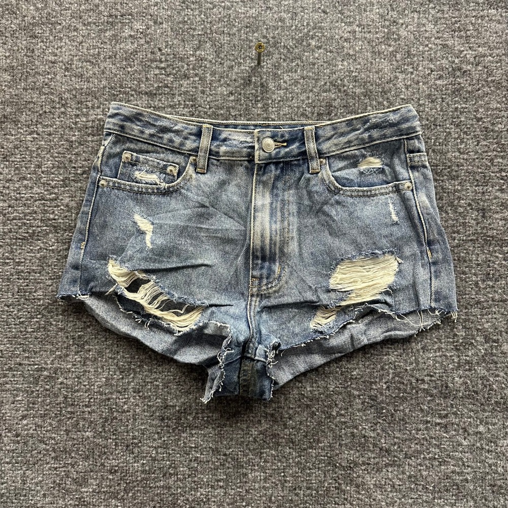 Glassons Denim Shorts Womens Size 6 Blue Distressed Raw Hem Casual Summer